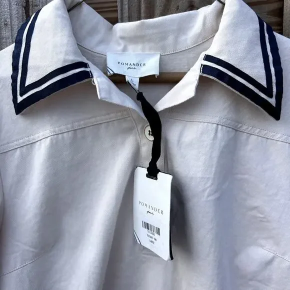 NWT Tuckernuck Pomander Place Hart Shirt Dress Mini Gardenia Tan Blue Large New - Picture 10 of 12